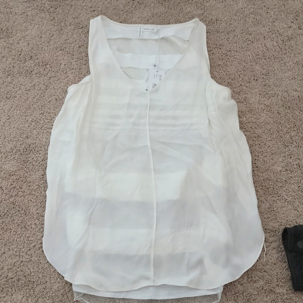 Derek Lam 10 Crosby Cream Tank with Sheer back size 10